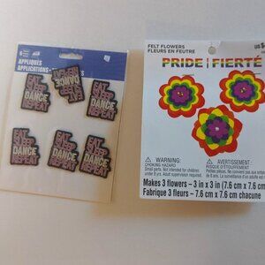 NWT Pride 'Eat Sleep Dance Repeat' Iron On +Felt Rainbow Flowers LGBT DIY Crafts